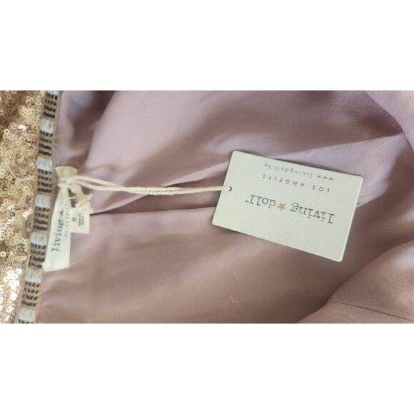 Living Doll Rose Gold Sequin swing front  short jacket,  sz Sml, NWT - Picture 6 of 8